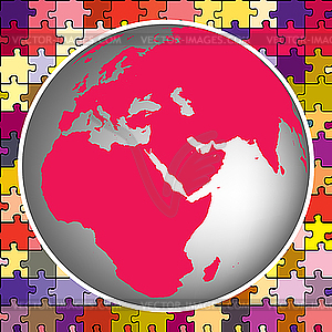 Earth globe against puzzle background - vector clipart