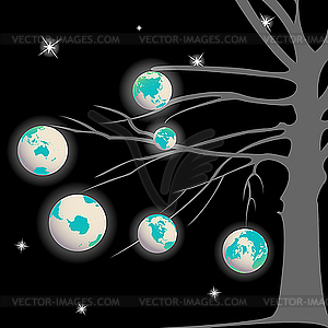 Earth globes tree - vector clipart