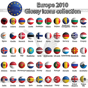 Europe glossy icons collection - vector clipart