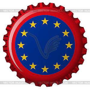 European union flag on bottle cap - vector image