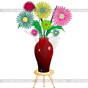 Flowers arrangement with wooden chair - royalty-free vector clipart