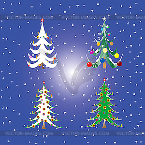 Four christmas trees - vector clipart