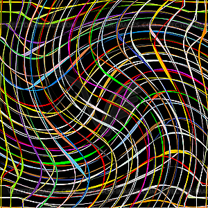 Fresh colored twirl stripes on black background - vector clipart