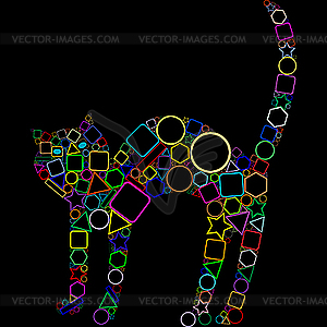 Geometric cat isolated on black background - vector clip art