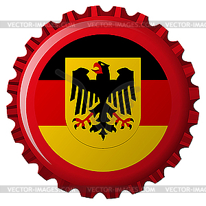 German popular flag over bottle cap - vector image