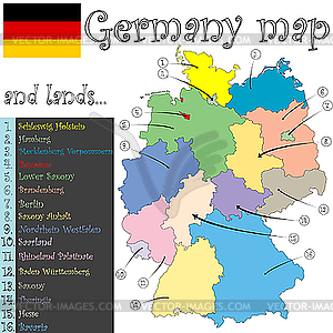 Germany map and lands - vector clipart