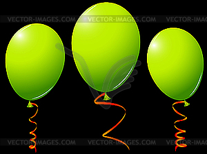 Green balloons against black - vector clip art