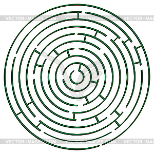 Green round maze against white - vector clipart