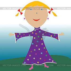 Happy little girl - vector clip art