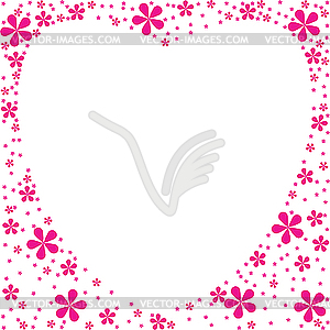 Розовая цветочная рамка в виде сердечка - клипарт в векторе / векторное изображение
