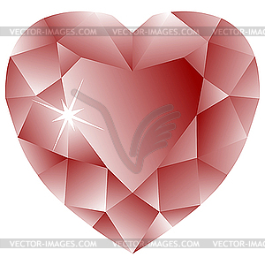 Heart shape ruby against white - color vector clipart