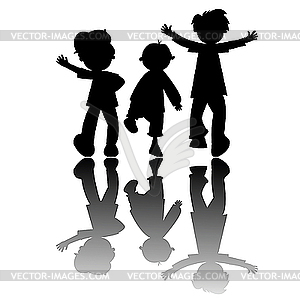 Kids silhouettes isolated on white - vector clip art