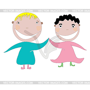 Little happy kids - stock vector clipart