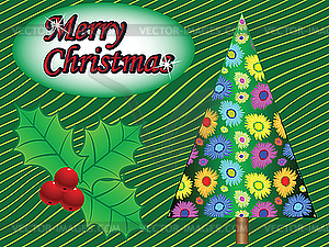 Merry christmas tree card - vector image