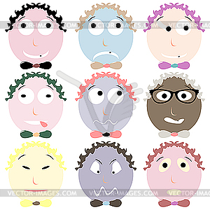 Nine emoticons - vector clipart