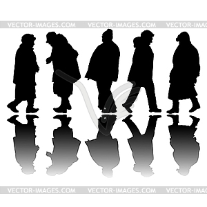 Old people black silhouettes - vector clip art