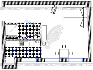 One room sketch - vector clipart