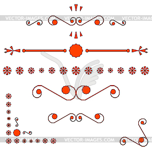 Orange corners and page ends ornaments - vector clip art