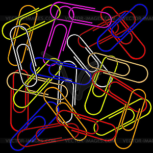 Paper clips on black - vector clipart