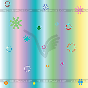Цветы на радужном фоне - векторная графика