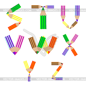 Карандаши алфавит - стоковое векторное изображение