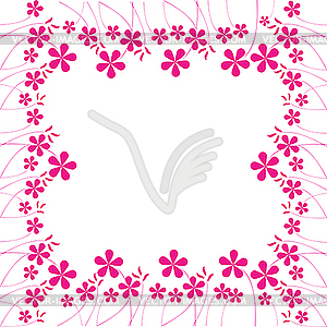 Pink flowers foliage - color vector clipart