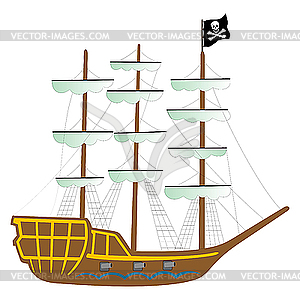 Pirate ship isolated on white - vector clip art