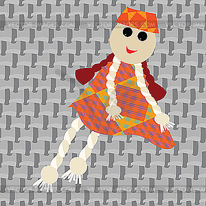 Кукольная девочка - векторное изображение клипарта
