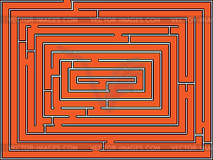 Красный прямоугольный лабиринт - векторная графика