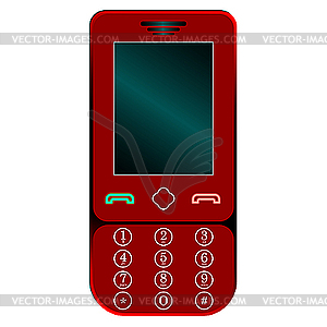 Red mobile phone against white - vector clipart / vector image