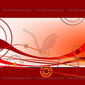 Red waves and circles 2 - vector image