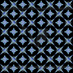 Retro white and blue seamless pattern on black background - vector clipart