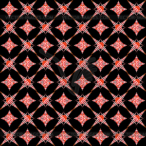 Retro white and red seamless pattern on black background - vector image