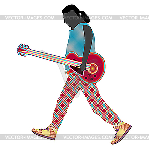 Rocker with guitar - vector clipart