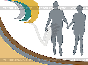 Силуэты людей на роликах - изображение в векторе