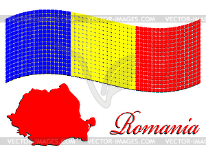 Romanian flag and map against white - vector clipart