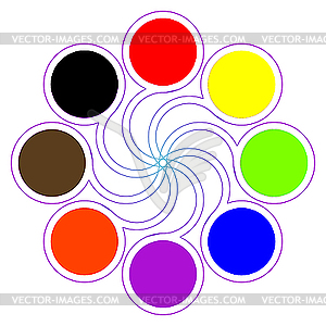 Round color palette with eight basic colors - vector clipart