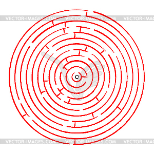 Round red maze against white - vector clip art