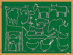 School animals drawing - vector EPS clipart