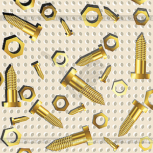 Screws and nuts over metallic texture - vector clipart