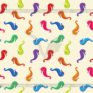 Sea horses seamless pattern - vector image