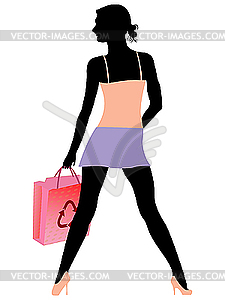 Покупки девушка - изображение в векторе