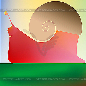 Happy snail cartoon drawing - vector clip art