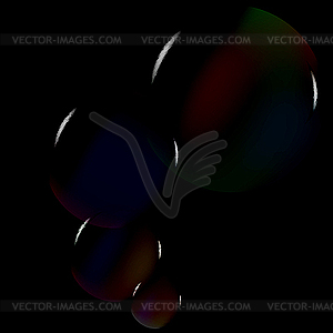 Soap bubbles against black - vector clipart