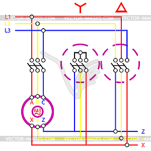 Star delta connection - vector clip art