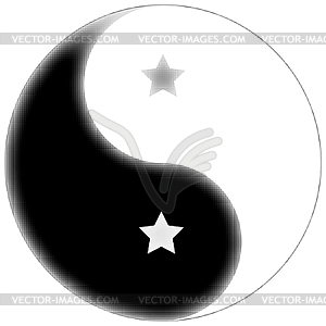Знак Инь Ян со звездами - изображение в векторном виде