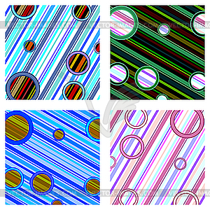 Stripes and circles retro textures - vector clipart