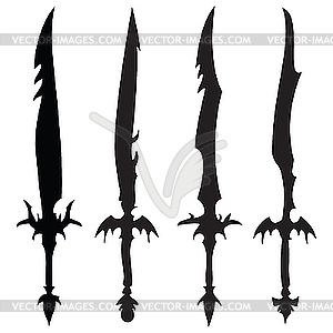 Swords silhouettes against white - vector image