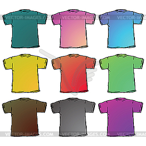 T shirts collection against white - vector clipart