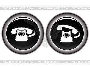 Знак черный телефон ретро - иллюстрация в векторе